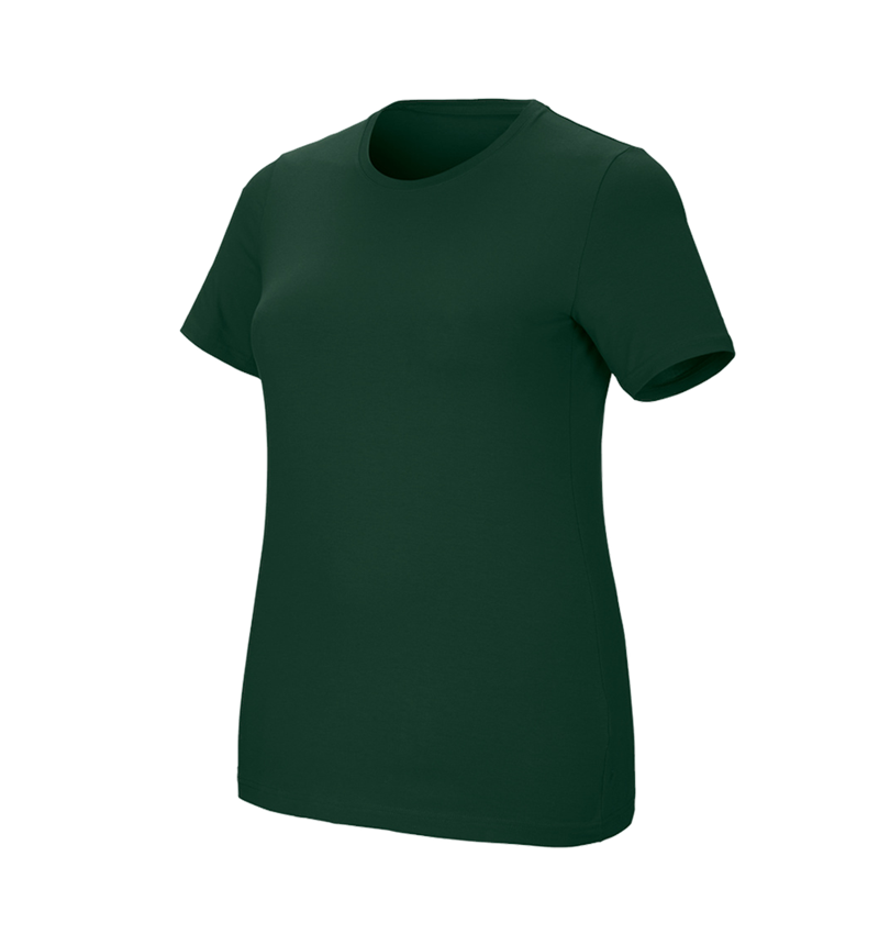 Tuin-/ Land-/ Bosbouw: e.s. T-Shirt cotton stretch, dames, plus fit + groen 2