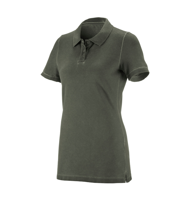 Tuin-/ Land-/ Bosbouw: e.s. Polo-Shirt vintage cotton stretch, dames + camouflagegroen vintage 7