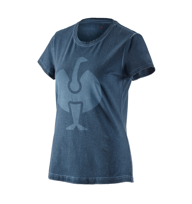 Bovenkleding: T-Shirt e.s.motion ten ostrich, dames + leisteenblauw vintage
