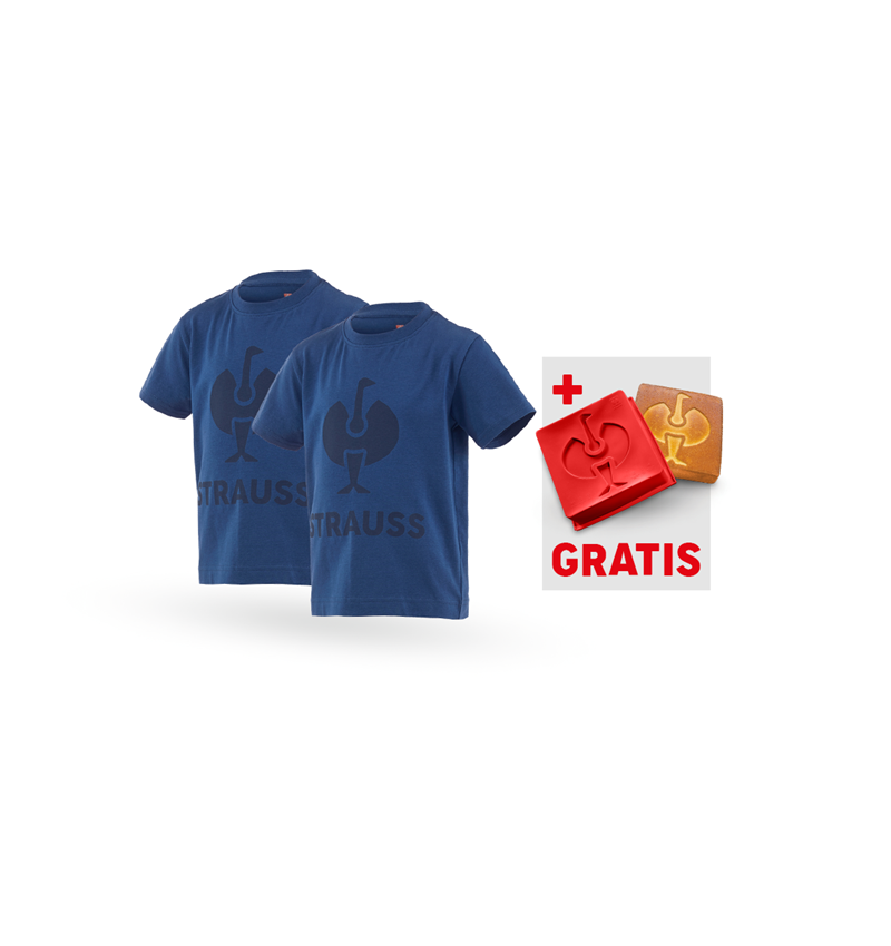 Kleding: 2xT-Shirt e.s.concrete, kinderen+siliconen bakvorm + alkalisch blauw