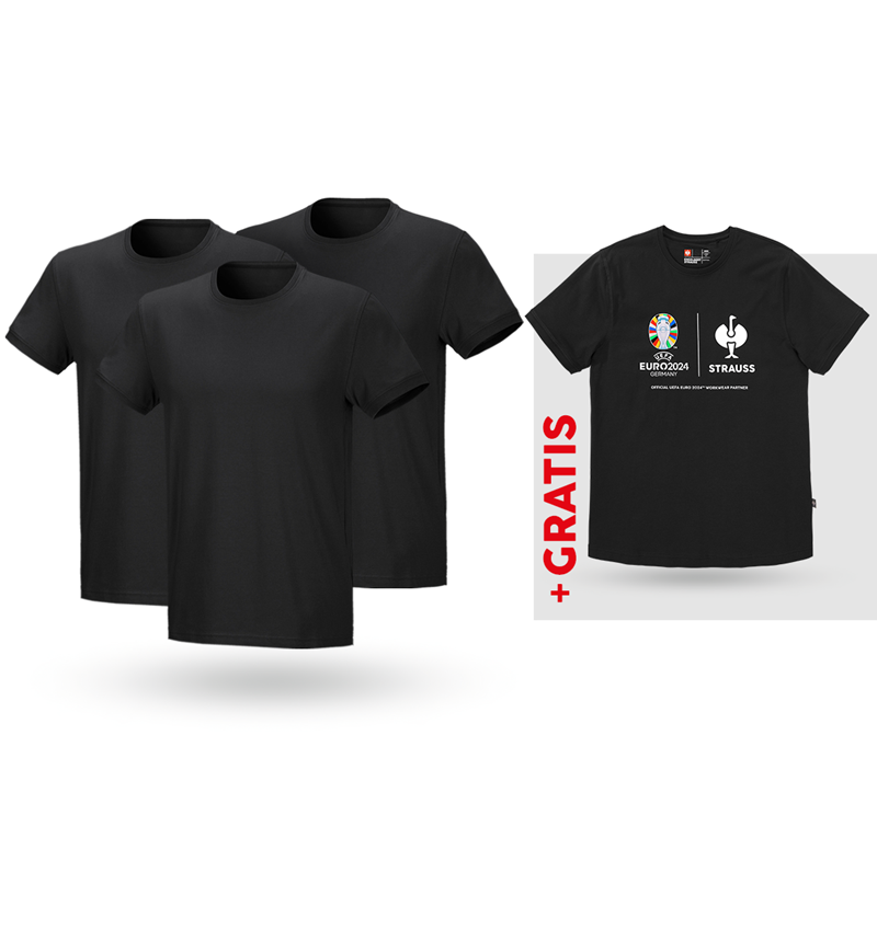 Actie: SET: 3x T-shirt cotton stretch + shirt + zwart