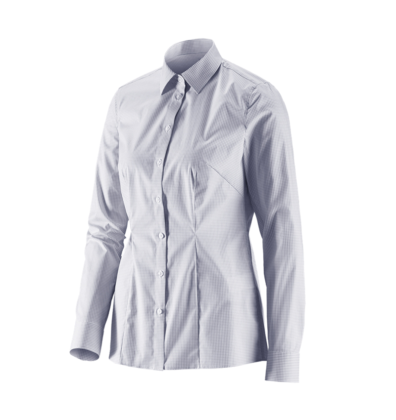 Bovenkleding: e.s. Business-blouse cotton stretch dames reg. fit + nevelgrijs geruit 2