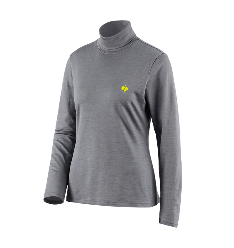 Bovenkleding: Shirt met col Merino e.s.trail, dames + bazaltgrijs/zuurgeel 2