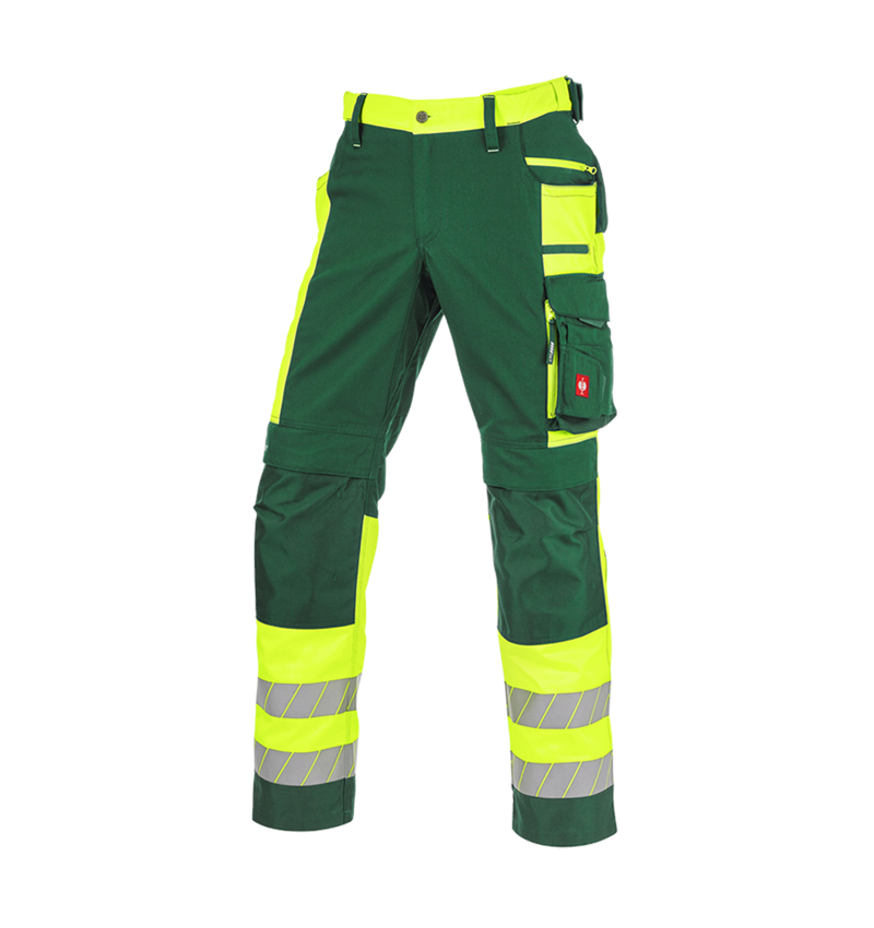 Kleding: Veiligheidswerkbroek e.s.motion 24/7 + groen/signaalgeel 12