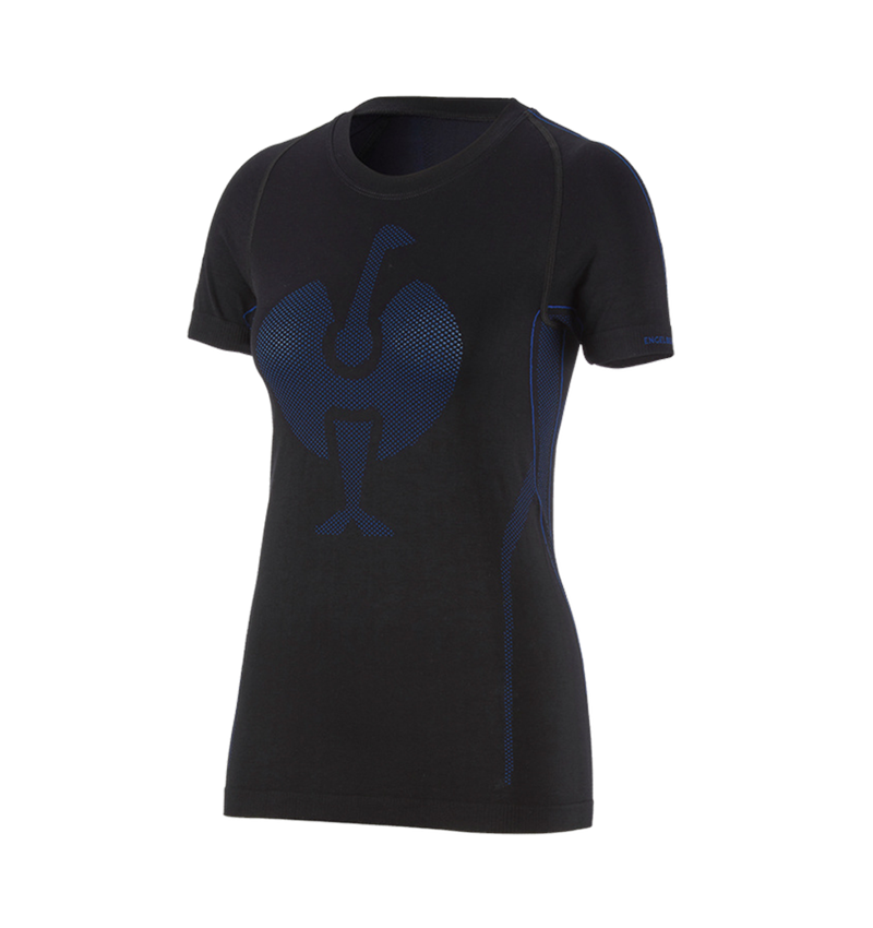 Thermo Ondergoed	: e.s. Functionele-T-Shirt seamless-warm, dames + zwart/gentiaanblauw 1