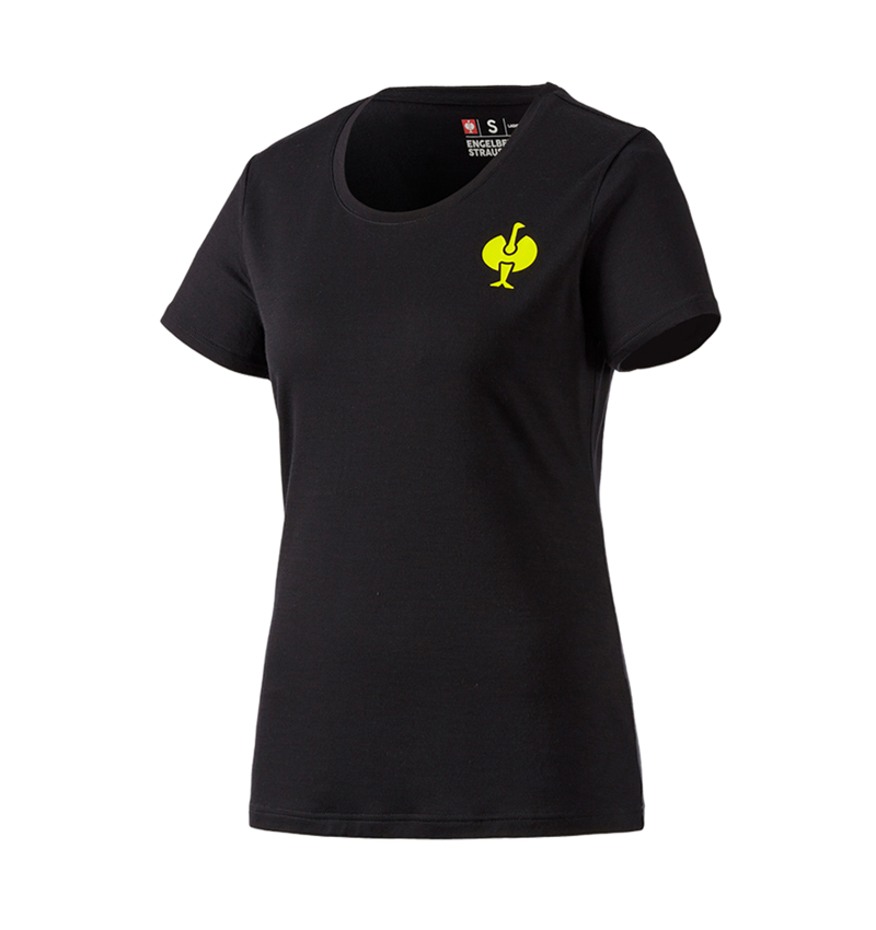 Bovenkleding: T-Shirt Merino  e.s.trail, dames + zwart/zuurgeel 2