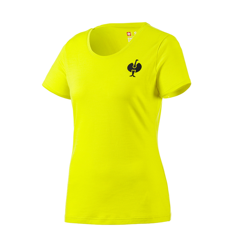 Kleding: T-Shirt Merino  e.s.trail, dames + zuurgeel/zwart 3