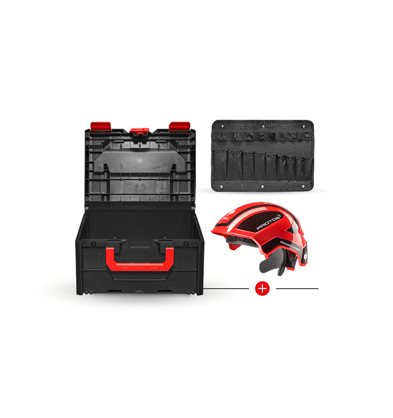Veiligheidshelmen: e.s. Werkhelm Protos® + STRAUSSbox 215 midi + rood/zwart
