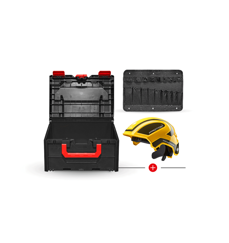 Veiligheidshelmen: e.s. Werkhelm Protos® + STRAUSSbox 215 midi + geel/zwart