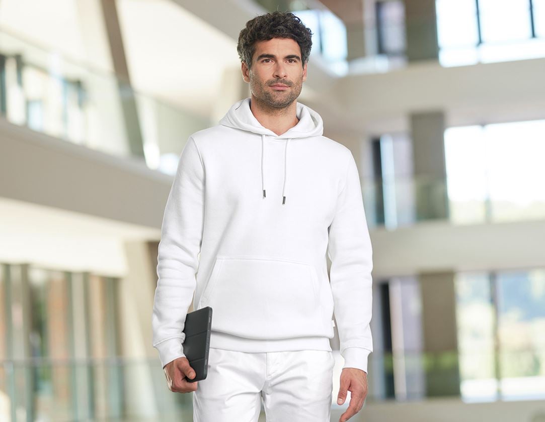 Bovenkleding: e.s. Hoody-Sweatshirt poly cotton + wit