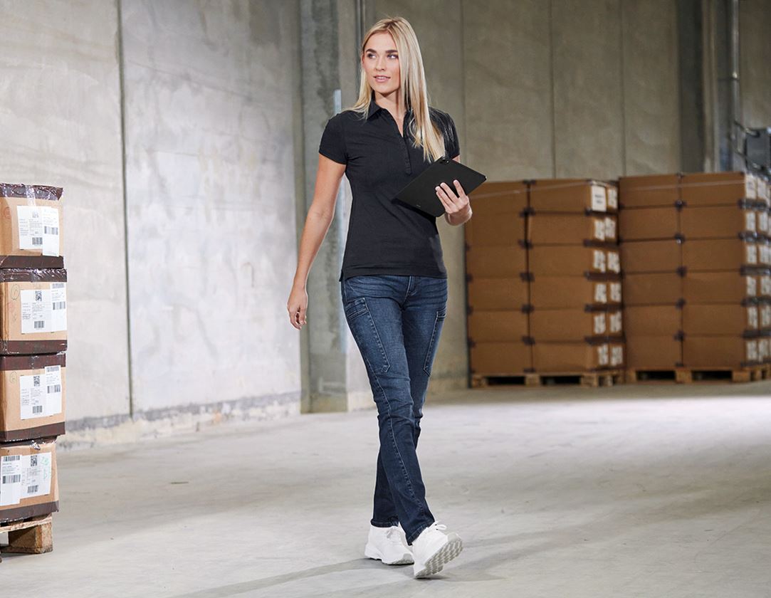 Bovenkleding: e.s. Polo-Shirt cotton stretch, dames + zwart 1