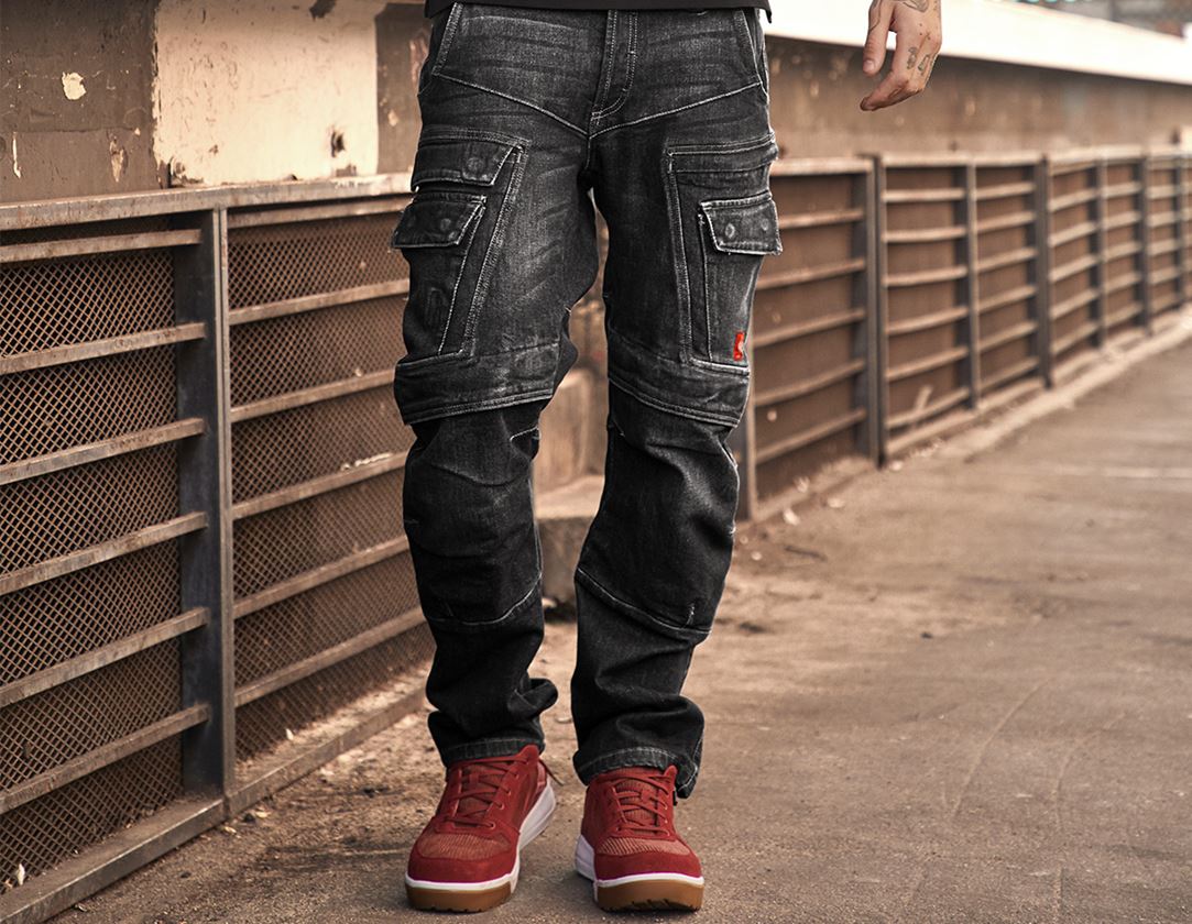 Werkbroeken: e.s. cargo worker-jeans POWERdenim + blackwashed