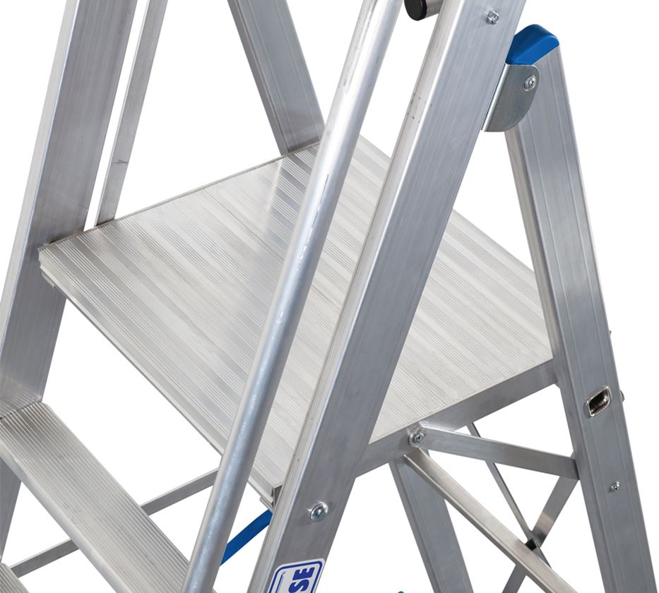 Ladders: KRAUSE Bokladder treden/platform en veiligh.beug.