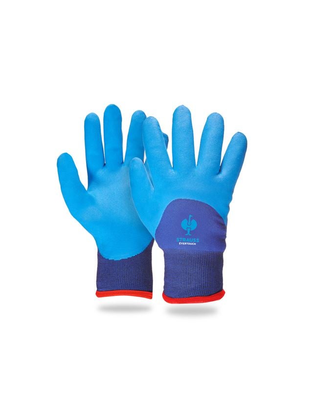 Gecoate: e.s. Nitril handschoenen evertouch winter + blauw/donkerblauw-melange