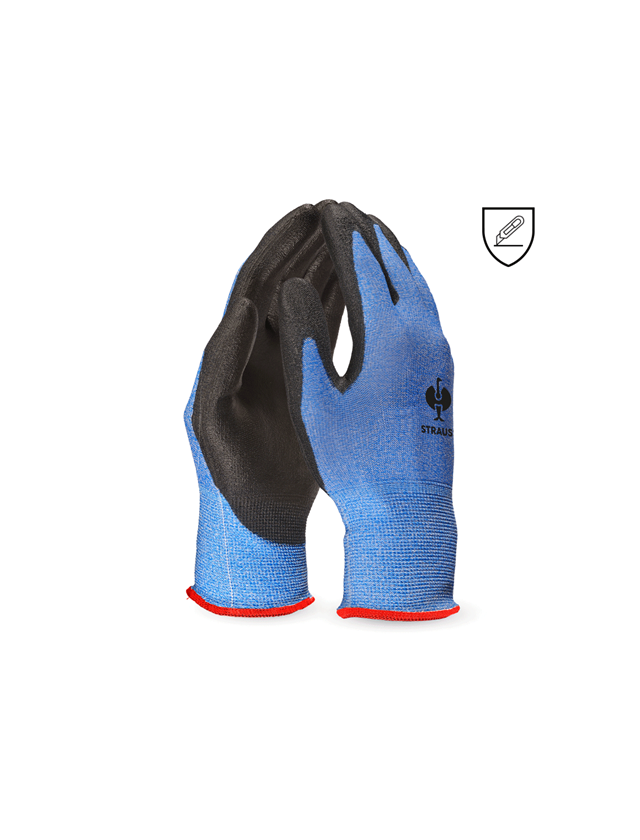 Gecoate: Snijbestendige PU-handsch. Comfort Skin, niveau B + zwart/blauw-melange