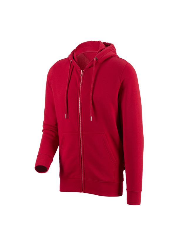 Bovenkleding: e.s. Hoody-Sweatjack poly cotton + vuurrood