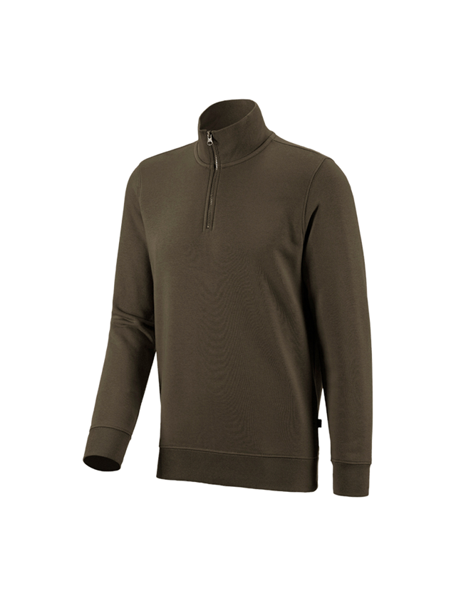 Bovenkleding: e.s. ZIP-Sweatshirt poly cotton + olijf
