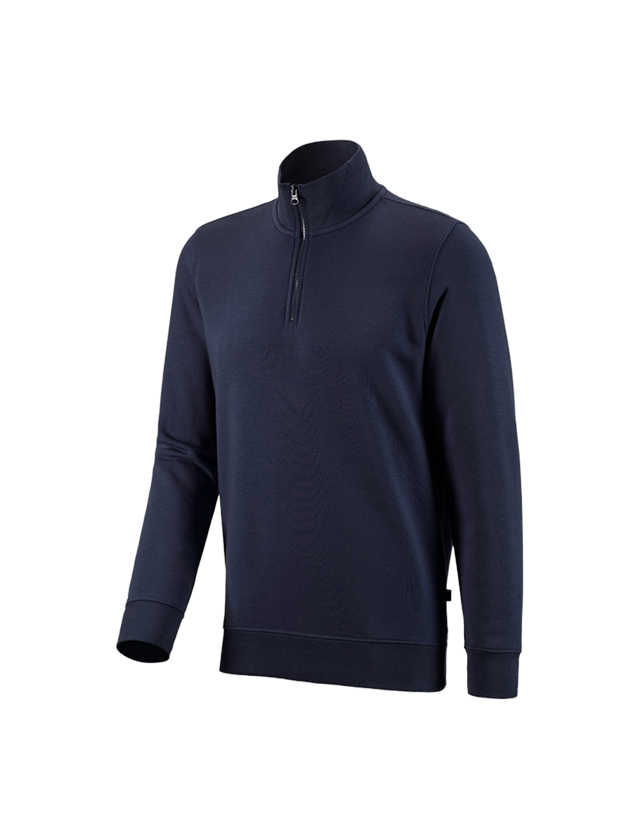 Bovenkleding: e.s. ZIP-Sweatshirt poly cotton + donkerblauw