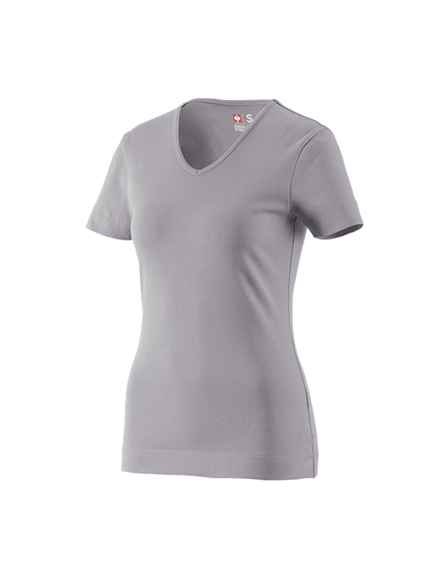 Bovenkleding: e.s. T-Shirt cotton V-Neck, dames + platina