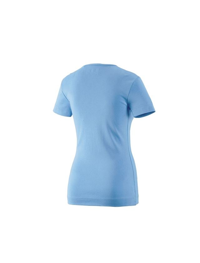 Bovenkleding: e.s. T-Shirt cotton V-Neck, dames + azuurblauw 1
