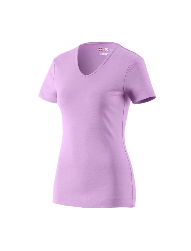Bovenkleding: e.s. T-Shirt cotton V-Neck, dames + lavendel