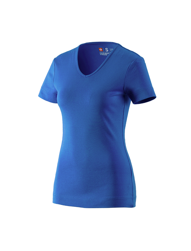 Bovenkleding: e.s. T-Shirt cotton V-Neck, dames + gentiaanblauw