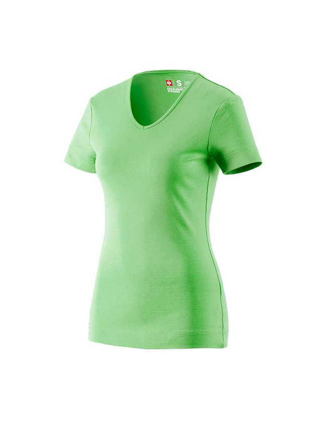 Bovenkleding: e.s. T-Shirt cotton V-Neck, dames + appelgroen
