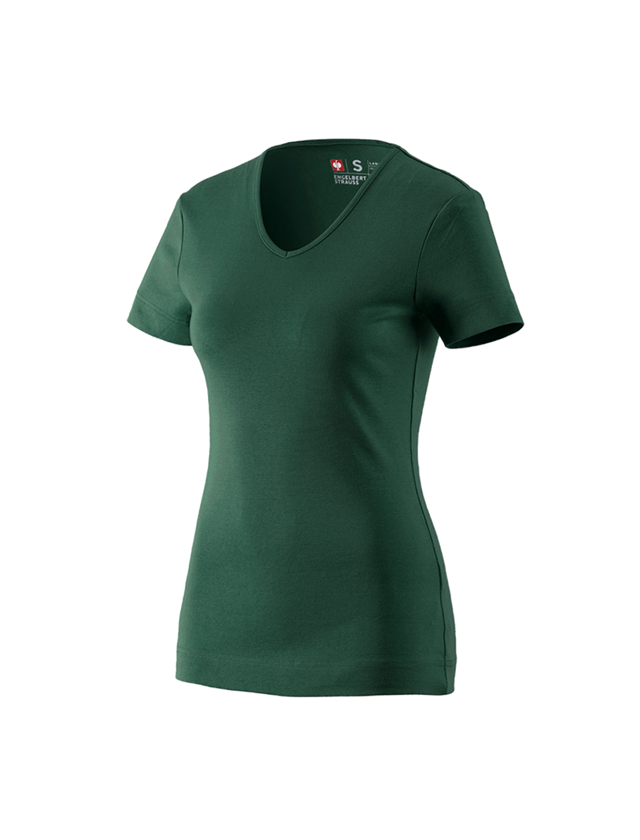 Tuin-/ Land-/ Bosbouw: e.s. T-Shirt cotton V-Neck, dames + groen 2