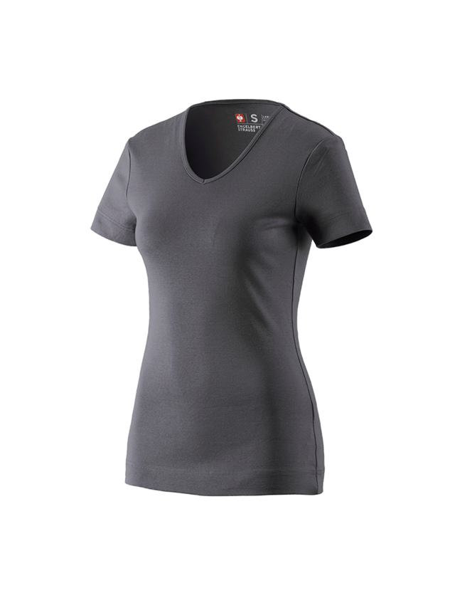 Bovenkleding: e.s. T-Shirt cotton V-Neck, dames + antraciet