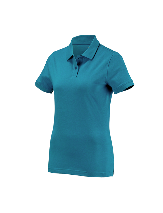 Bovenkleding: e.s. Polo-Shirt cotton, dames + petrol