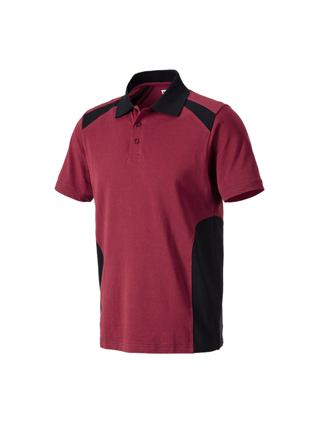 Bovenkleding: Polo-Shirt cotton e.s.active + bordeaux/zwart