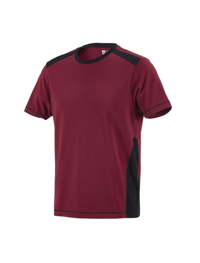 Bovenkleding: T-Shirt cotton e.s.active + bordeaux/zwart