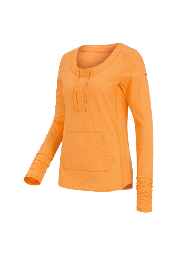 Bovenkleding: e.s. Longsleeve cotton slub, dames + licht oranje