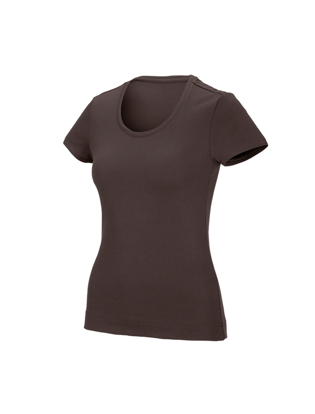 Bovenkleding: e.s. Functioneel T-shirt poly cotton, dames + kastanje