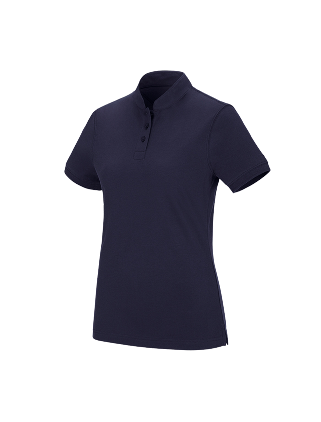 Bovenkleding: e.s. Poloshirt cotton Mandarin, dames + donkerblauw