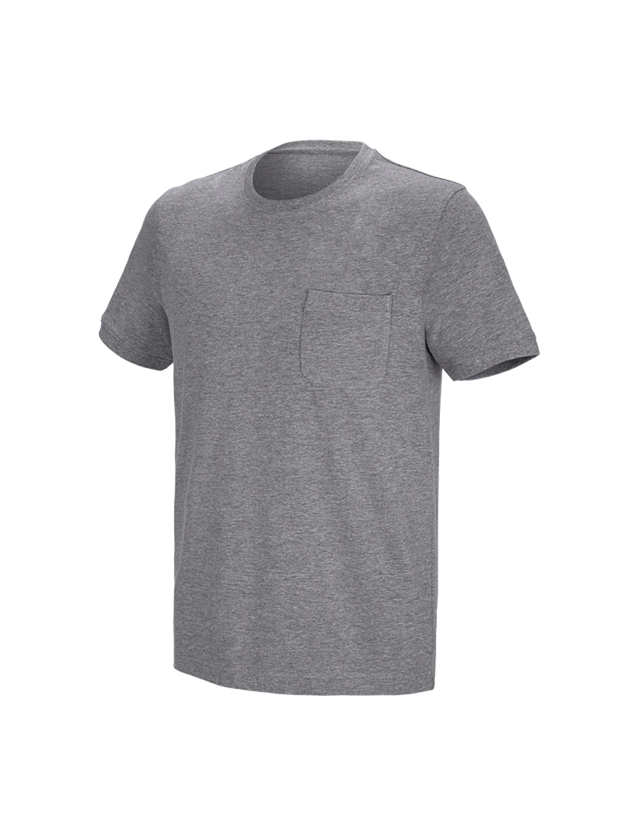 Onderwerpen: e.s. T-shirt cotton stretch Pocket + grijs mêlee