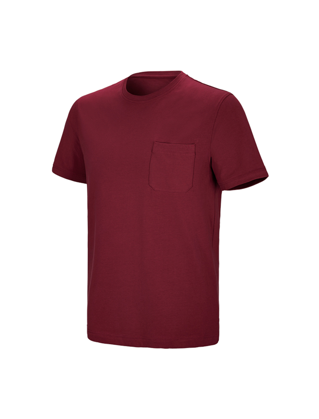 Onderwerpen: e.s. T-shirt cotton stretch Pocket + bordeaux