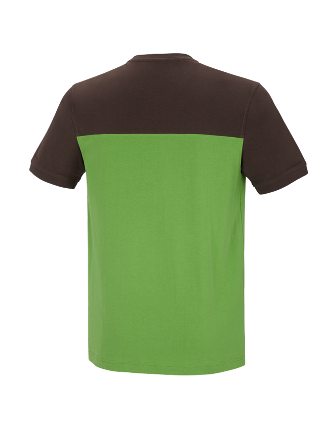 Schrijnwerkers / Meubelmakers: e.s. T-shirt cotton stretch bicolor + zeegroen/kastanje 1