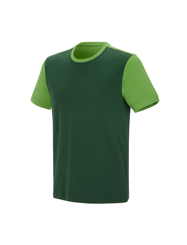 Bovenkleding: e.s. T-shirt cotton stretch bicolor + groen/zeegroen 2