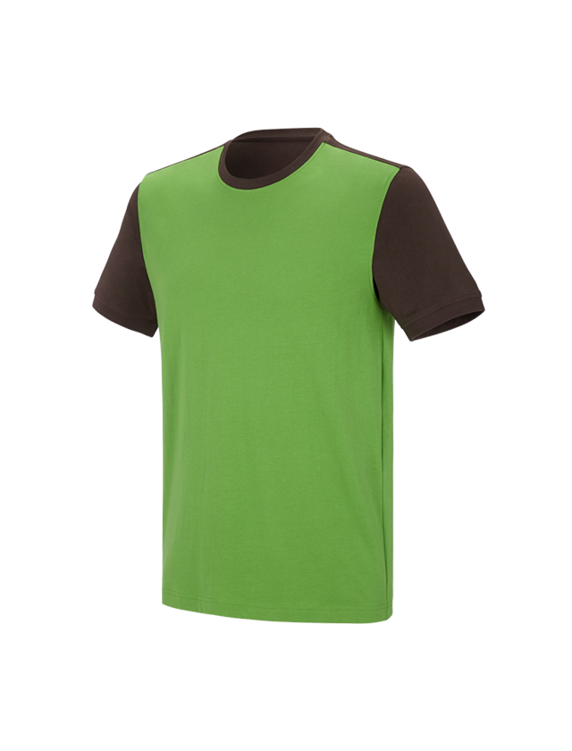 Schrijnwerkers / Meubelmakers: e.s. T-shirt cotton stretch bicolor + zeegroen/kastanje
