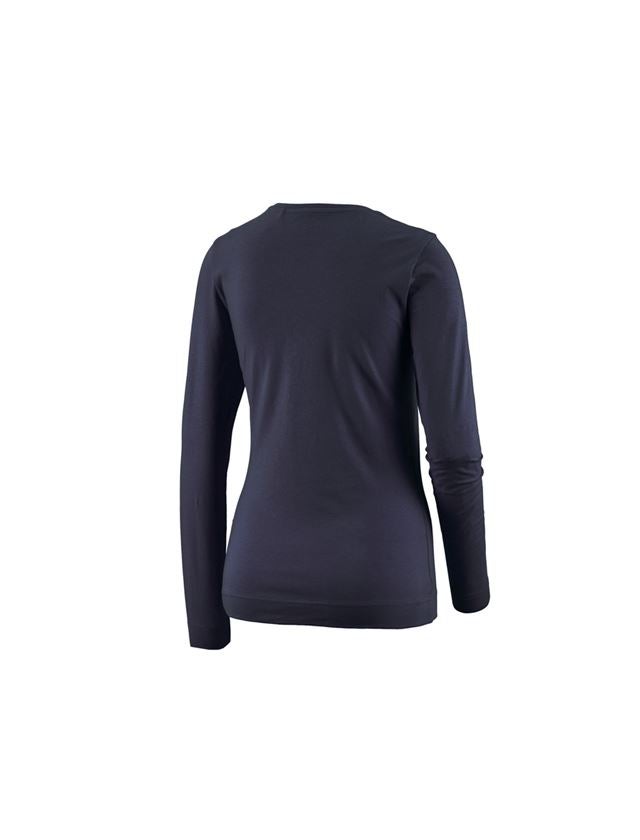 Bovenkleding: e.s. Longsleeve cotton stretch, dames + donkerblauw 1
