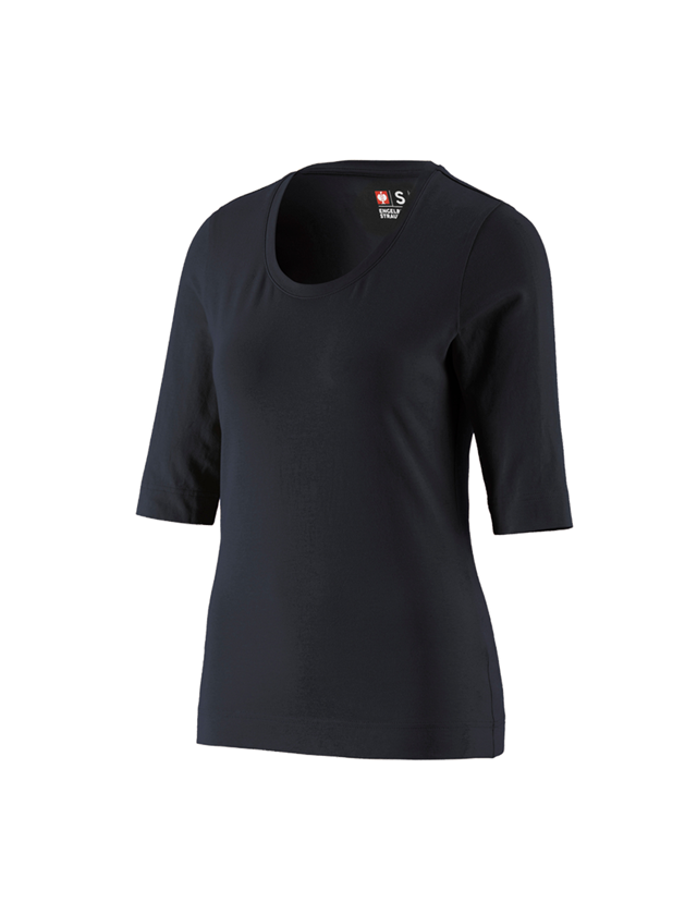 Tuin-/ Land-/ Bosbouw: e.s. Shirt 3/4-mouw cotton stretch, dames + zwart 1