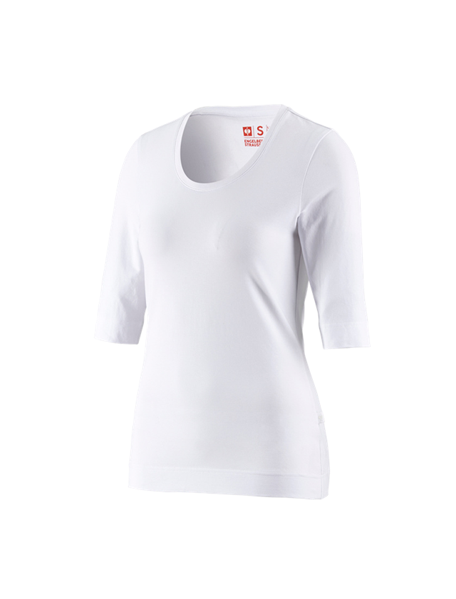 Tuin-/ Land-/ Bosbouw: e.s. Shirt 3/4-mouw cotton stretch, dames + wit