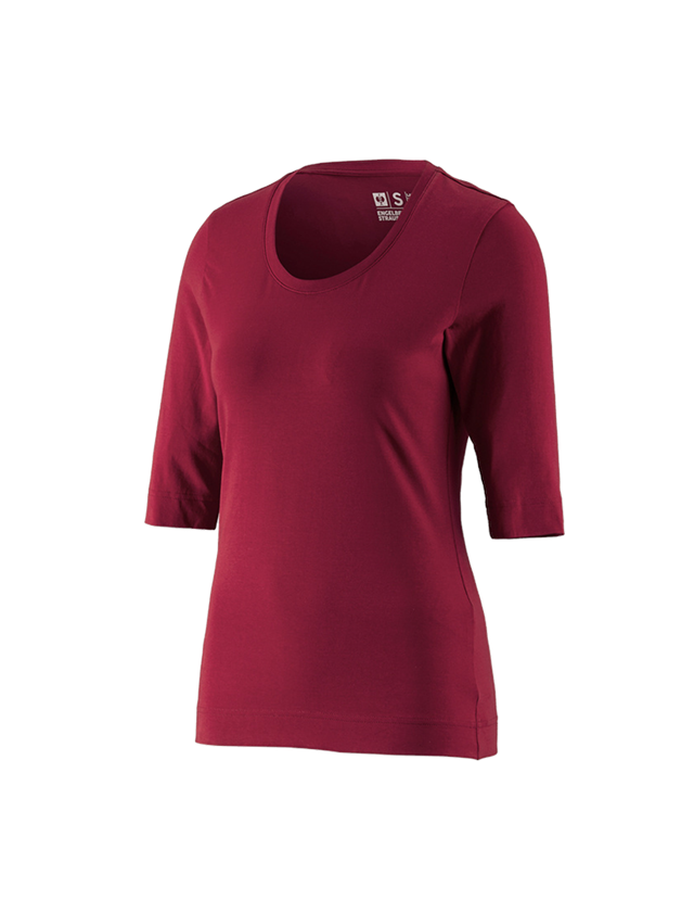 Bovenkleding: e.s. Shirt 3/4-mouw cotton stretch, dames + bordeaux