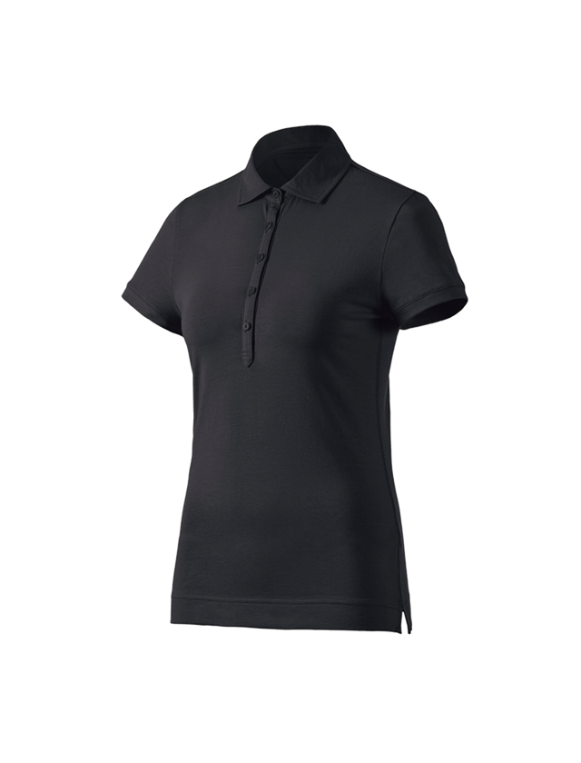 Bovenkleding: e.s. Polo-Shirt cotton stretch, dames + zwart
