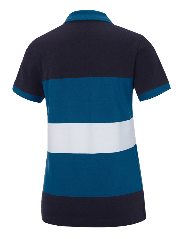 Bovenkleding: e.s. Pique-Polo cotton stripe, dames + donkerblauw/atol 1