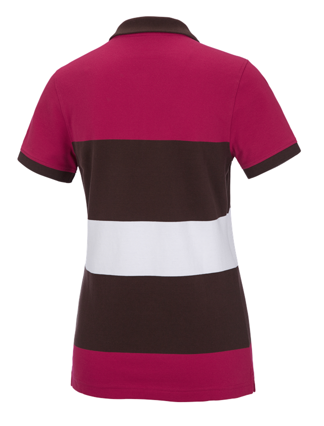 Bovenkleding: e.s. Pique-Polo cotton stripe, dames + bessen/kastanje 1