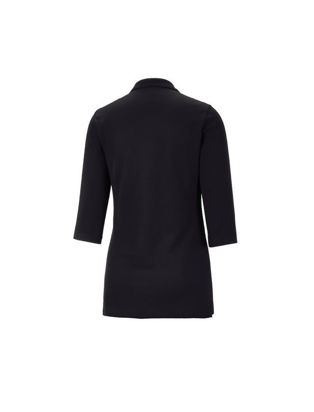 Bovenkleding: e.s. Pique-Polo 3/4-mouw cotton stretch, dames + zwart 1