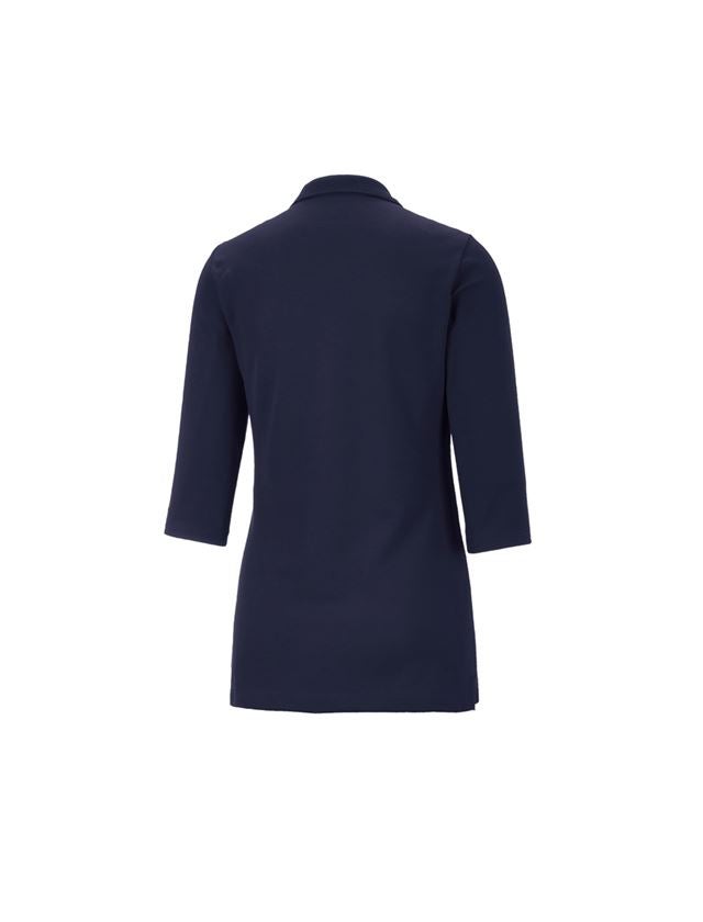 Bovenkleding: e.s. Pique-Polo 3/4-mouw cotton stretch, dames + donkerblauw 1