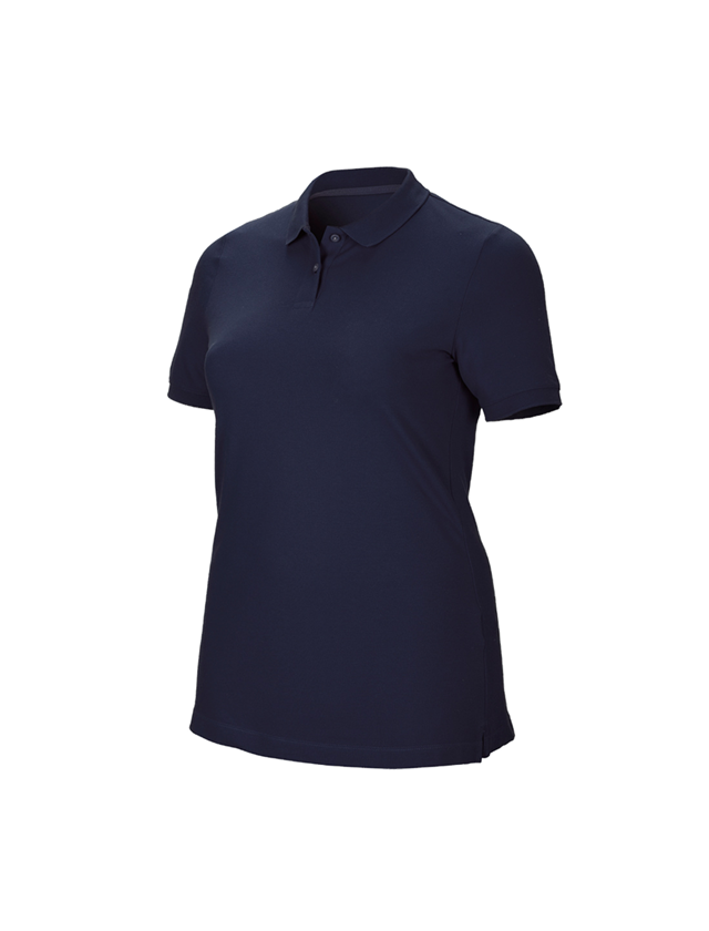 Bovenkleding: e.s. Pique-Polo cotton stretch, dames, plus fit + donkerblauw 1